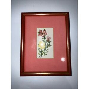 Small Vintage Framed Floral Wild Flowers Hand-painted Signed‎ By Artist L.Y.?
